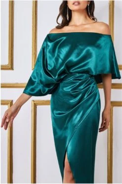 Goddiva Satin Drape Shoulder Wrap Maxi Dress - Emerald Green 8 Goddiva Satin Drape Shoulder Wrap Maxi Dress - Emerald Green -Yumi Clothing Shop 06MlGMDE 13409