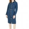 Yumi Denim Stretch Fitted Shirt Dress