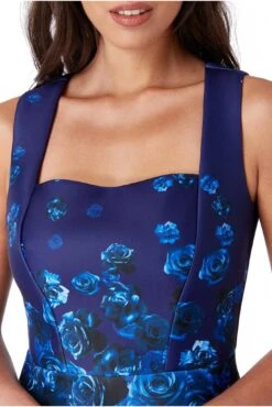 Goddiva Floral Skater Dress - Blue -Yumi Clothing Shop 0FqRZOQJ 13829