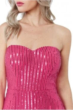 Goddiva Sequin Bandeau Maxi Dress - Cerise -Yumi Clothing Shop 0M0kcwqb 13907