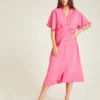 Dusty Pink Ruched Front Button Up Dress | Fuchsia
