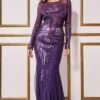 Goddiva Shooting Star Sequin Maxi Dress - Purple
