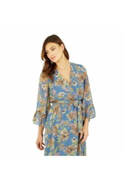 Yumi Grey Floral Dip Hem Midi Dress -Yumi Clothing Shop 0oh2IHCK 13362
