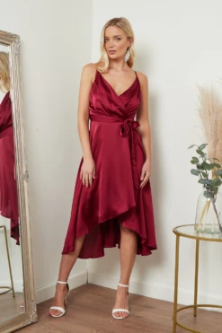 Lilura London Satin Cami Wrap Midi Dress