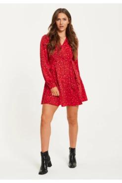 Liquorish Heart Print Mini Wrap Dress -Yumi Clothing Shop 1FFt4ckM 14954