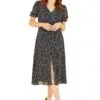 Mela London Black Animal Print Midi Tea Dress