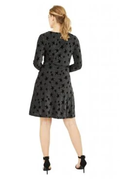 Yumi Black Glitter Star Wrap Dress 8 Yumi Black Glitter Star Wrap Dress -Yumi Clothing Shop 26jTA5AV 13944