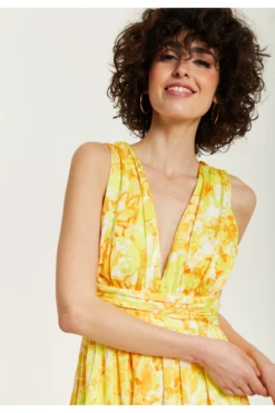Liquorish Yellow And Orange Floral Print V-neck Maxi Dress 11 Liquorish Yellow And Orange Floral Print V-neck Maxi Dress -Yumi Clothing Shop 2PbYP9Gt 15651