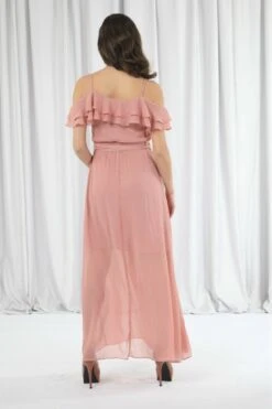 Double Second Pink Double Frill Off Shoulder Wrap Maxi Dress -Yumi Clothing Shop 2i1xgQur 11919