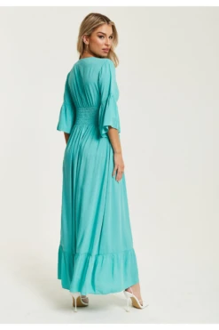 Liquorish Green Maxi Dress With Frill Sleeves -Yumi Clothing Shop 31QwCHm0 15664