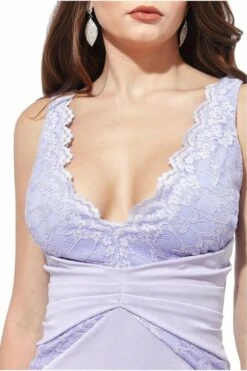 City Goddess Pleated Waist Lace Inserted Midi Dress - Lilac -Yumi Clothing Shop 3AxoRlk0 5803