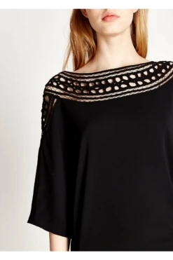 Liquorish Divine Grace Black Mini Dress With Crochet Insert -Yumi Clothing Shop 3Hopv8tF 8287