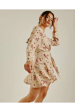 Dusty Pink Printed Polka Dot Swing Dress | Dark Beige -Yumi Clothing Shop 3dNvy0qj 11568