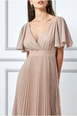 Goddiva Lurex Pleated Maxi Dress - Pink -Yumi Clothing Shop 3iNuZndP 7600