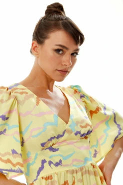 Liquorish Abstract Zebra Print Kimono Sleeves Midi Dress -Yumi Clothing Shop 3ithurmU 10684