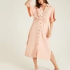 Dusty Pink Ruched Front Button Up Dress | Dusty Pink