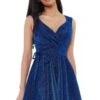 Goddiva Cross Over Sleeveless Midi Skater Dress - Royalblue