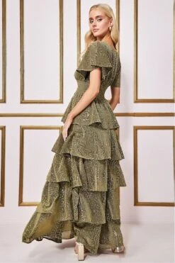Goddiva Sequin Lurex Tiered Maxi Dress - Gold -Yumi Clothing Shop 4qKGYOEA 13699