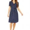 Yumi Navy Spot Retro Shirt Dress