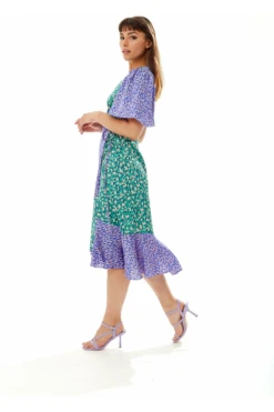 Liquorish Multi Print Midi Wrap Dress In Contrast Colours -Yumi Clothing Shop 5WU2ffkw 10677