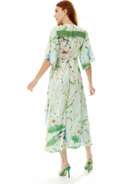 Liquorish Bird Print Maxi Wrap Dress In Mint Green -Yumi Clothing Shop 5mt1fNhp 10669