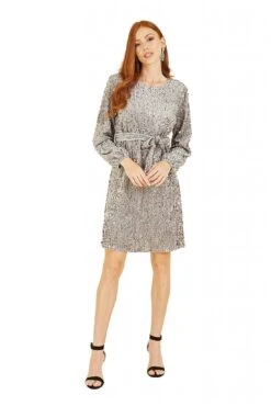 Mela London Silver Sequin Smock Dress -Yumi Clothing Shop 65BC5qjP 13392