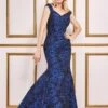 Goddiva Bardot Jacquard Maxi Dress - Royal Blue