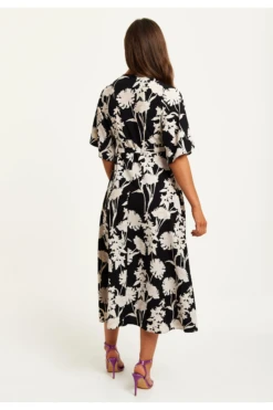 Liquorish Floral Print Midi Wrap Dress With Kimono Sleeves -Yumi Clothing Shop 6ShBbMIm 14685