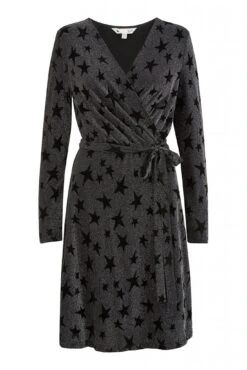 Yumi Black Glitter Star Wrap Dress 9 Yumi Black Glitter Star Wrap Dress -Yumi Clothing Shop 6XBnh5de 13944