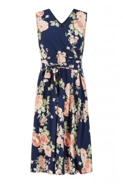 Mela London Rose Printed Wrap Over Sleeveless Skater Dress -Yumi Clothing Shop 6zS1tnDt 14870