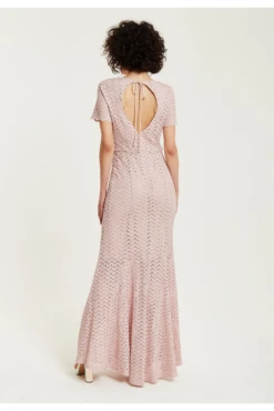 Liquorish Light Pink Lace Maxi Dress With Open Back Detail -Yumi Clothing Shop 746w00dU 15750