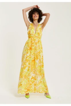 Liquorish Yellow And Orange Floral Print V-neck Maxi Dress 8 Liquorish Yellow And Orange Floral Print V-neck Maxi Dress -Yumi Clothing Shop 7D78u6I4 15651