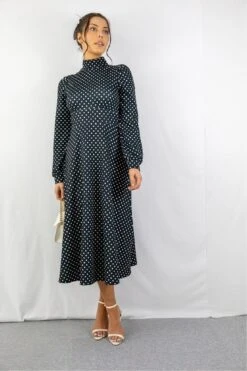 Signage Black Spot Long Sleeve Turtle Neck Midi Dress -Yumi Clothing Shop 7If98XbE 15677