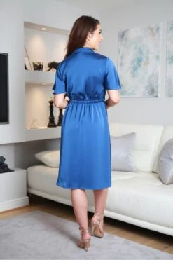 Double Second Blue Collared Satin Wrap Dress -Yumi Clothing Shop 7TAOuZXl 14751