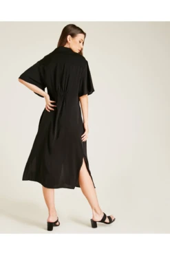 Dusty Pink Ruched Front Button Up Dress | Black -Yumi Clothing Shop 7hLdWOKm 12200
