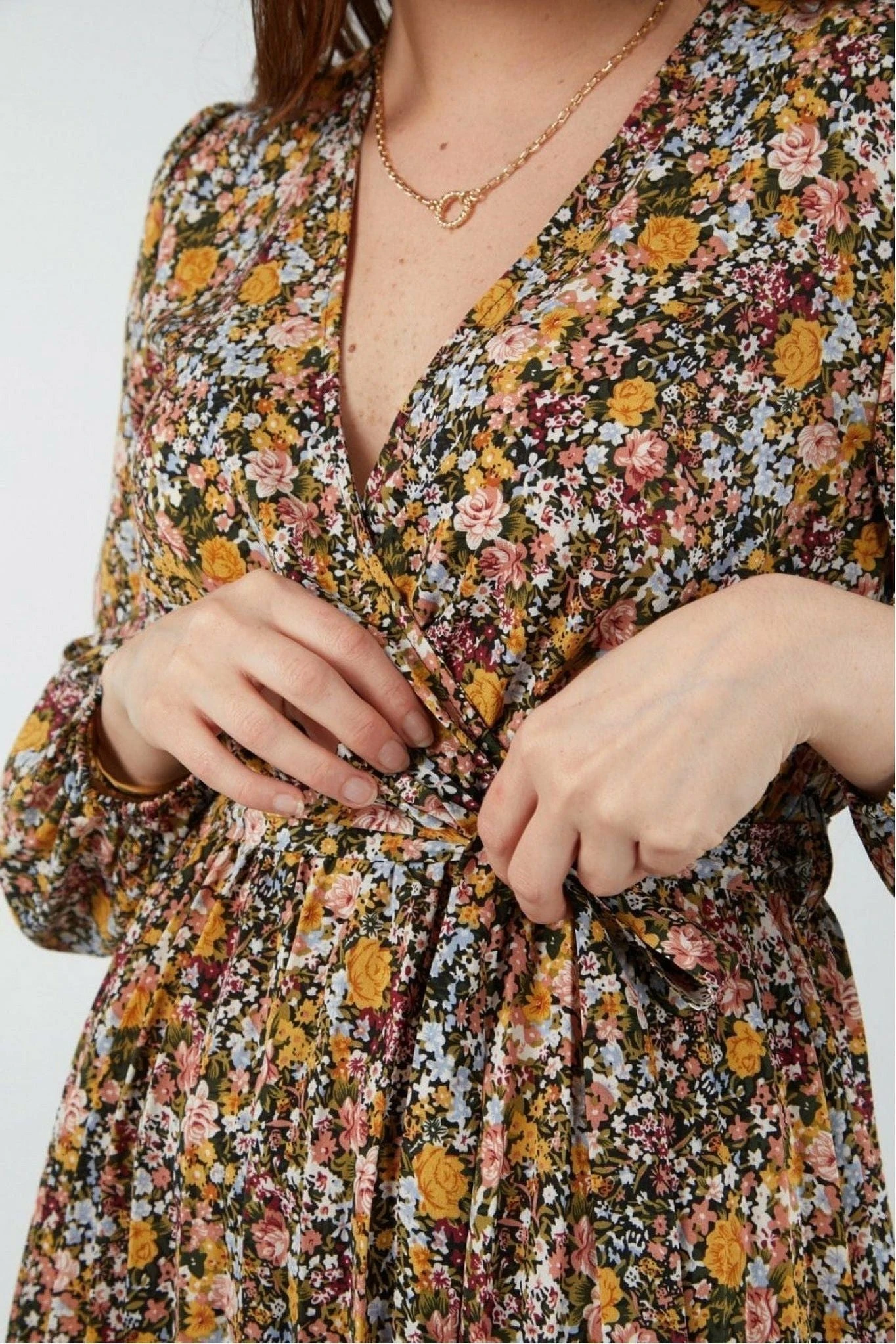 Double Second Mix Col Pleated Wrap Dress 6 Double Second Mix Col Pleated Wrap Dress - Image 6