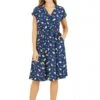 Yumi Recycled Avocado Print Wrap Over Dress With Pockets