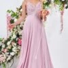 Goddiva Scallop Lace Chiffon Maxi Dress - Blush