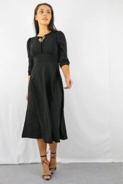 Signage Black Tie Keyhole Front Midi Dress -Yumi Clothing Shop 8NTbwOIR 15272