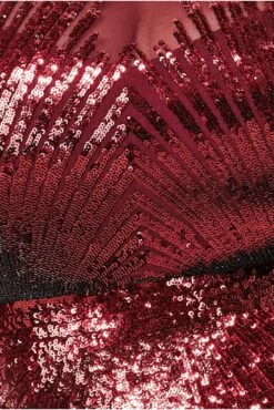 Goddiva Plus Shooting Star Sequin Maxi Dress - Wine -Yumi Clothing Shop 8Tv7b76Y 11697