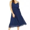 Mela London Navy Pleated Strappy Midi Dress