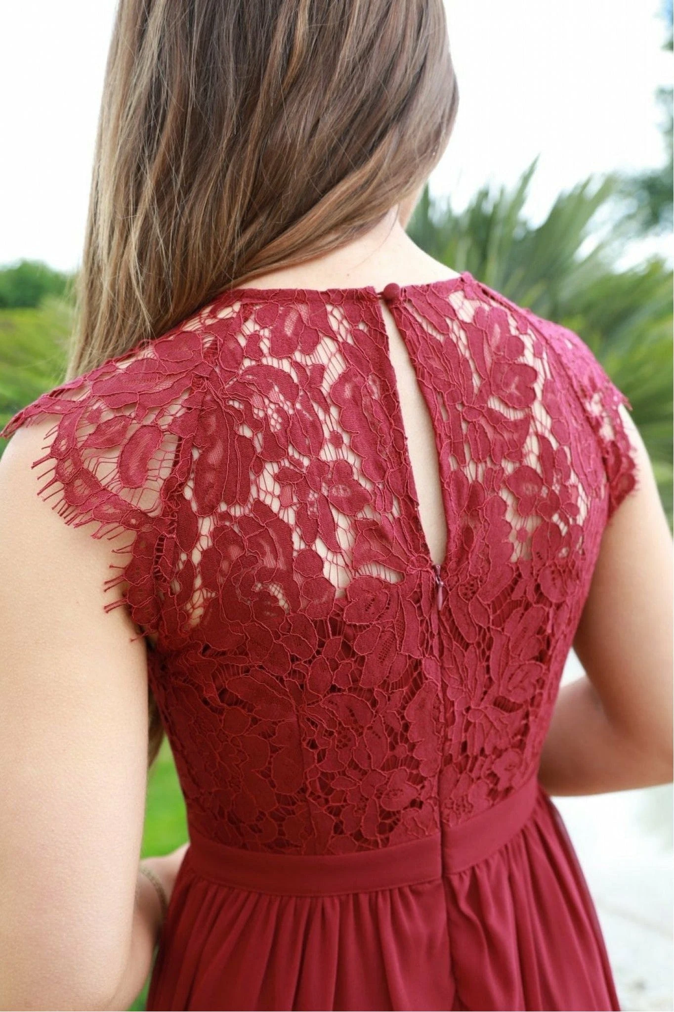Double Second Red Scallop Edge Sleeveless Lace Dress 6 Double Second Red Scallop Edge Sleeveless Lace Dress - Image 6