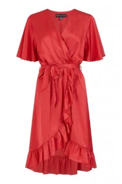 Mela London Red Satin Wrap Dress -Yumi Clothing Shop 9urBvWSH 13504