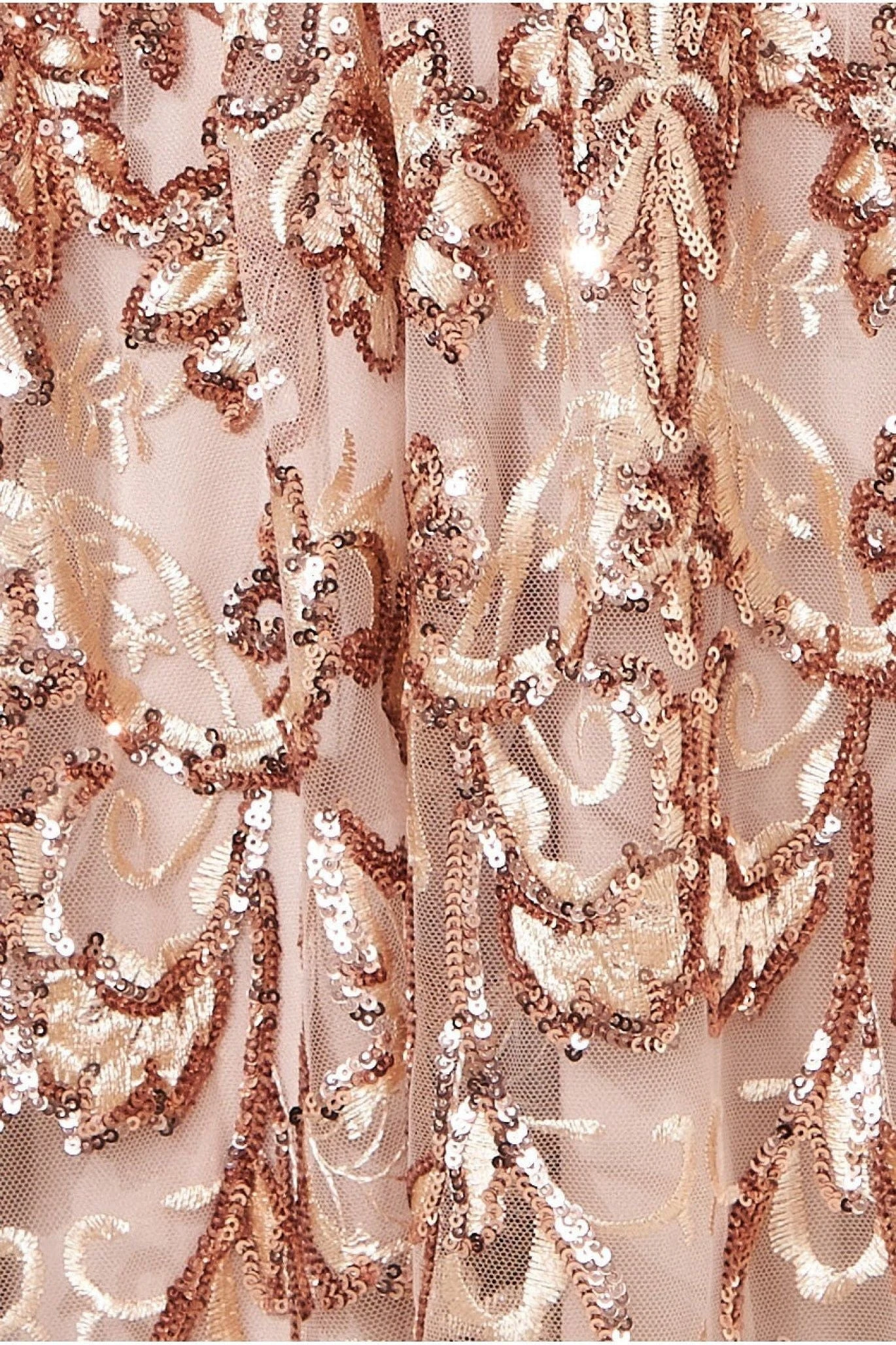 Goddiva Open Back Sequin & Mesh Maxi Dress - Champagne 3 Goddiva Open Back Sequin & Mesh Maxi Dress - Champagne - Image 3