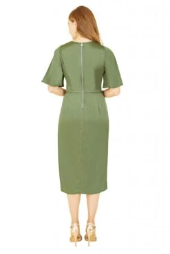 Yumi Green Satin Tie Detail Midi Dress -Yumi Clothing Shop A1xzwFLi 14842