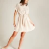Dusty Pink Tie Up Front Swing Dress | Beige