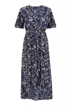 Mela London Navy Ditsy High Low Frill Wrap Dress 9 Mela London Navy Ditsy High Low Frill Wrap Dress -Yumi Clothing Shop ANqe60rN 14439
