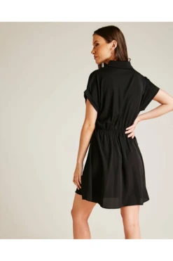 Dusty Pink Tie Up Front Swing Dress | Black 6 Dusty Pink Tie Up Front Swing Dress | Black -Yumi Clothing Shop AvVpWzKm 12206