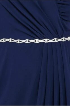 Goddiva Bardot Chiffon Maxi Dress With Belt - Navy -Yumi Clothing Shop B8gqQPJJ 10508