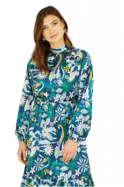 Yumi Seventies Floral Print High Neck Midi Dress -Yumi Clothing Shop BLeMnIMy 13364